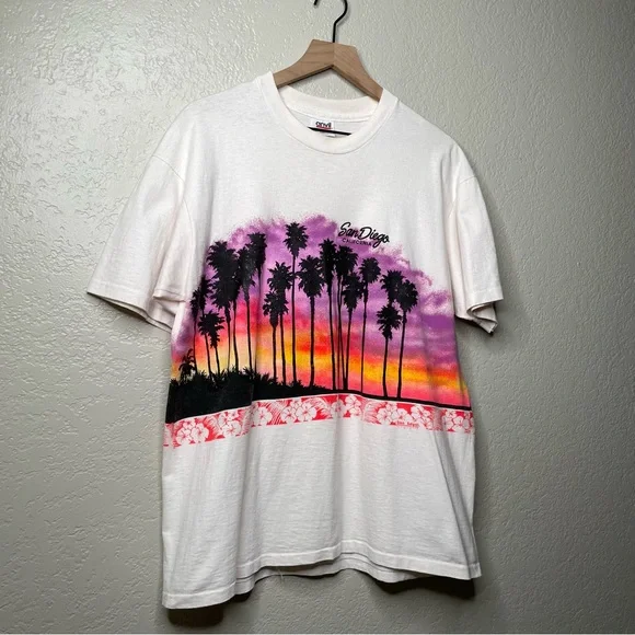 90s Vintage San Diego Cali Sunset Wrap Around T-Shirt 1991 Single Stitch - Picture 3 of 11